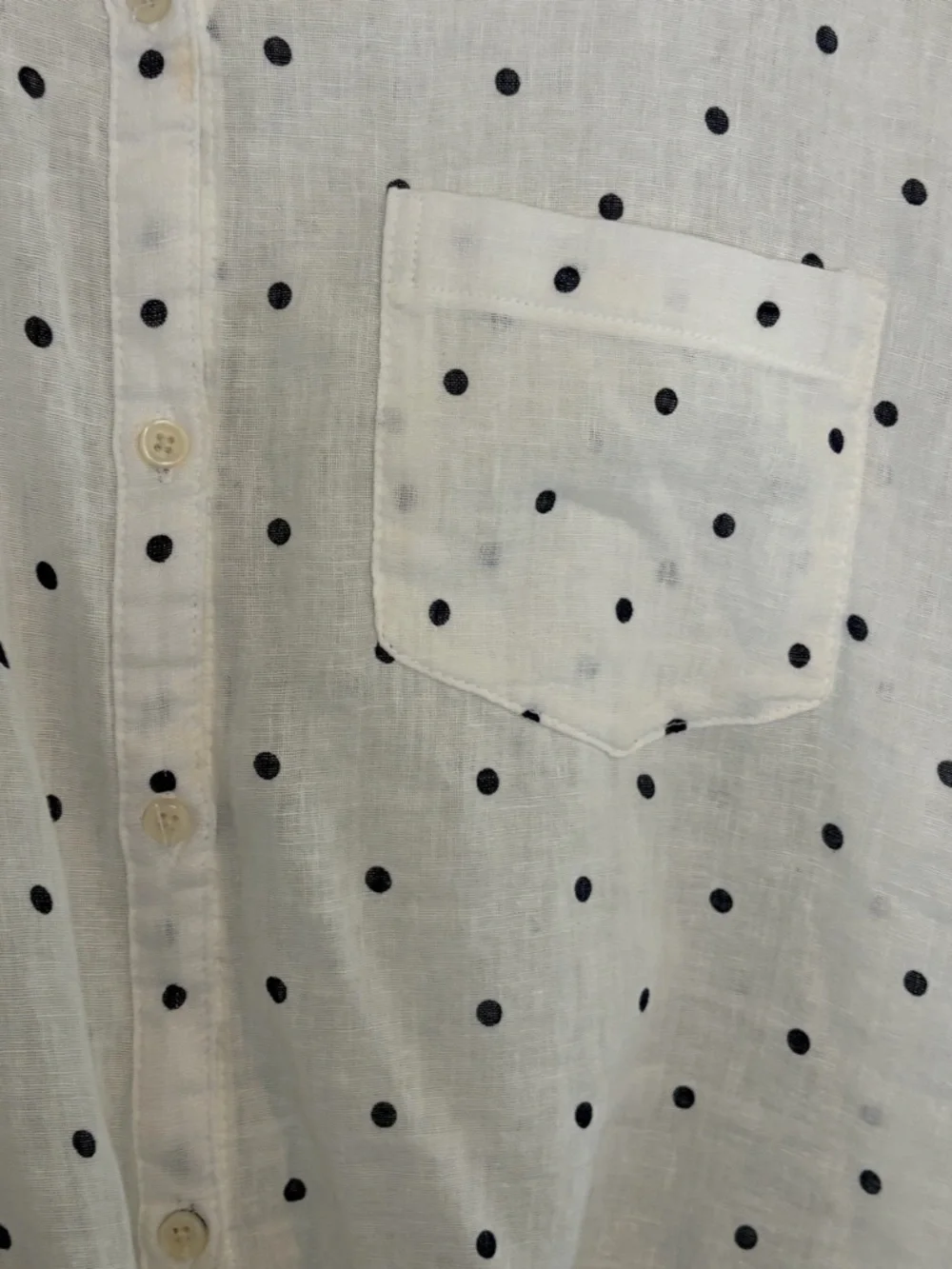 Old Navy White Polka Dot Button-Front Tie Hem Blouse - Picture 5 of 8